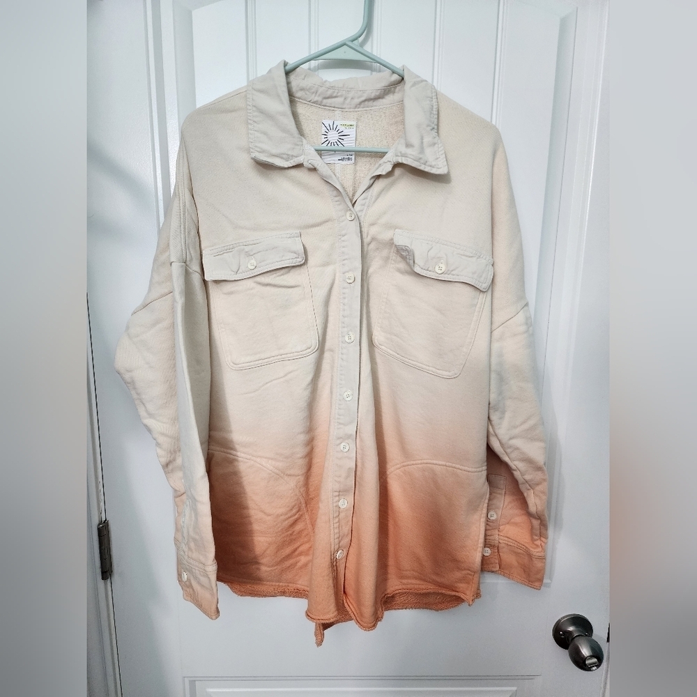 Aerie Offline Throw-Back Shacket, Toasted Coconut, Size Large - Picture 2 of 4
